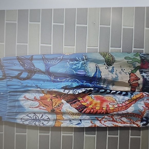 New Marine Life Colorful Sea Creatures Elastic Waist Loose Fit Ankle Pant XL - Picture 2 of 15